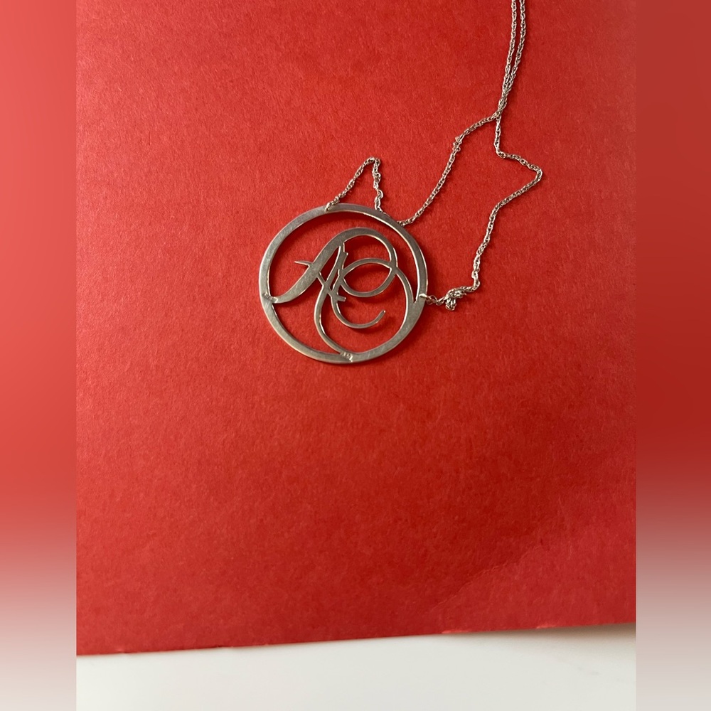 “Bezos”Elegant Silver Initial Pendant Necklace - image 2